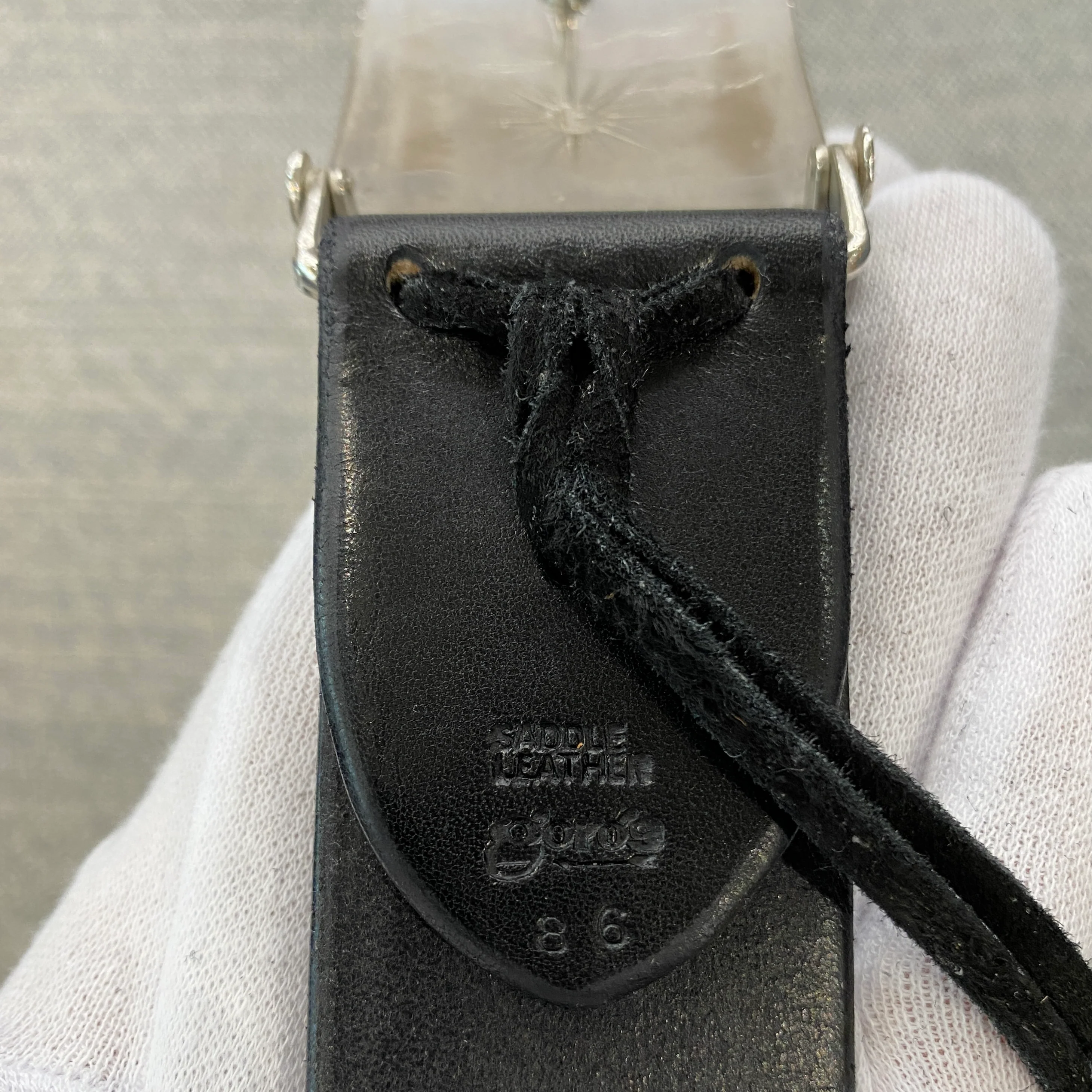 ゴローズ goro's [超希少]4cm可動式プレーン角バックルベルト(黒)※裏16本彫り - Image 6