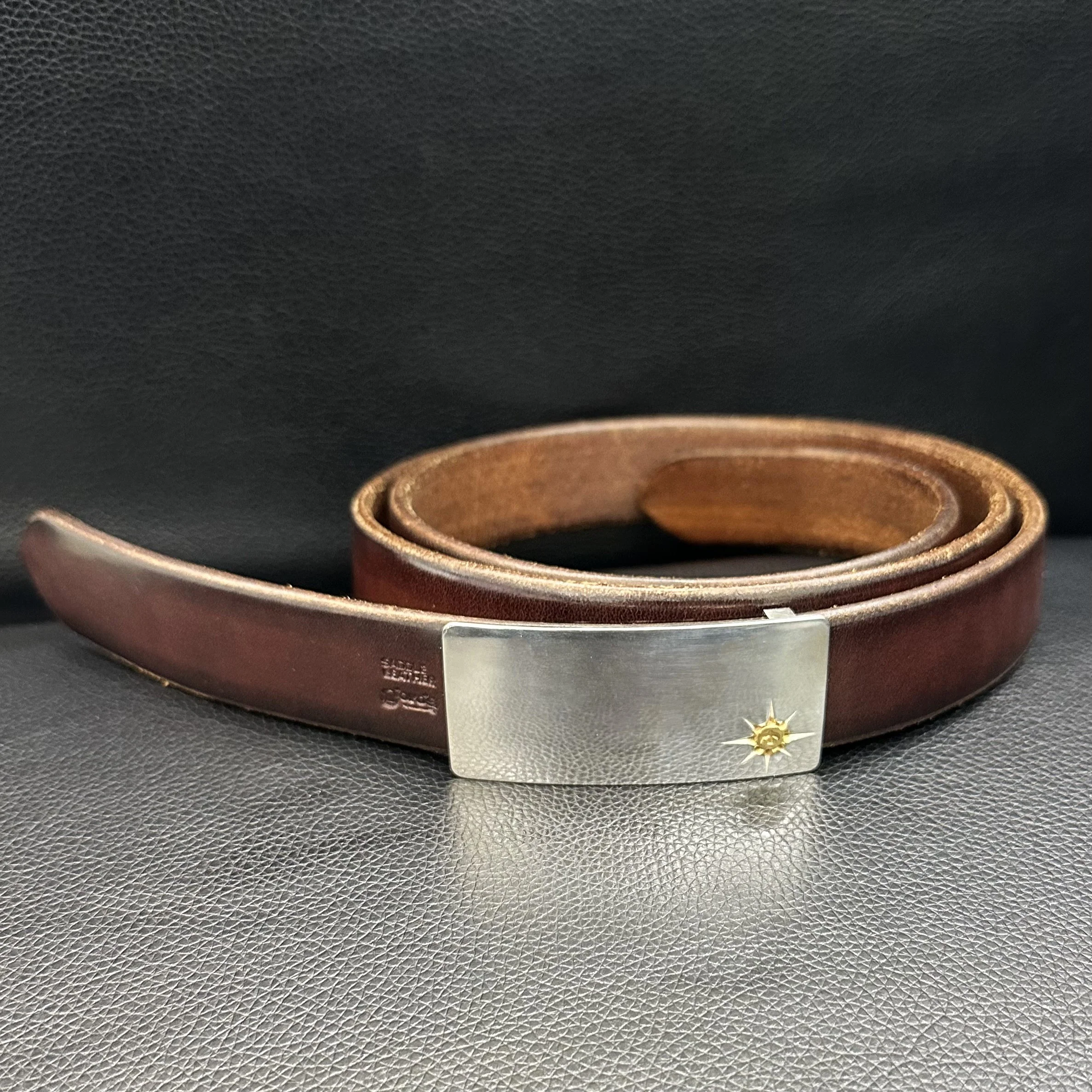 ゴローズ goro's [超美品]3cm固定式バックルベルト(コゲ茶)